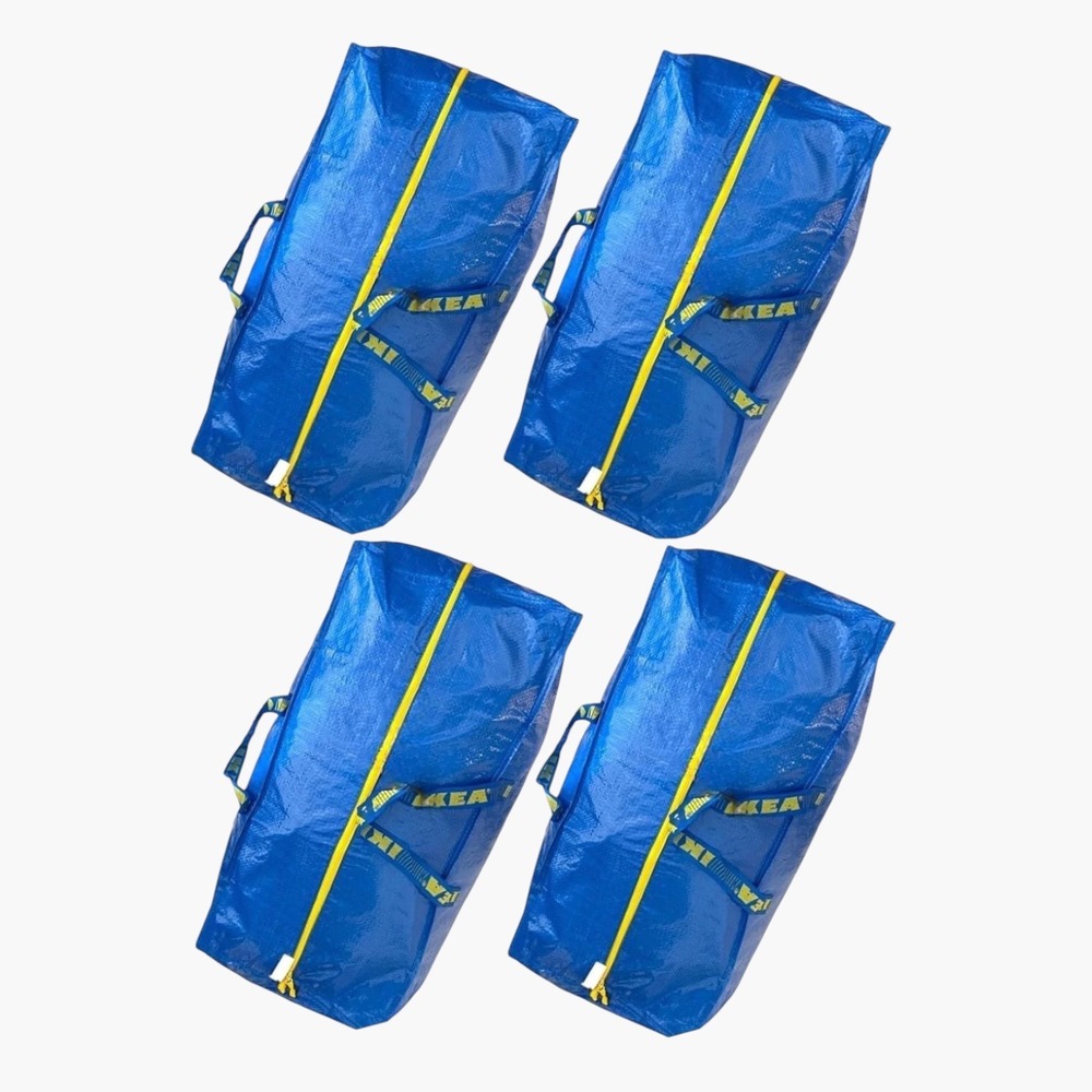 IKEA FRAKTA Large Trunk Storage Moving Bag Blue Zippered Heavy Duty 4 Pack NWT